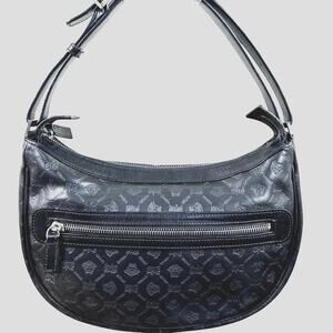 Versace Medusa Monogram Logo Black Leather Shoulder Bag Vintage